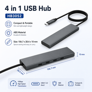 <span class=keywords><strong>Hub</strong></span> USB 3.<span class=keywords><strong>2</strong></span> Gen <span class=keywords><strong>2</strong></span> 10 Gbps, 4 ports, type C, séparateur 4 en 1, adaptateur multiport USB-C pur avec port d'alimentation 5V 3A pour ordinateur portable - Product Image 5