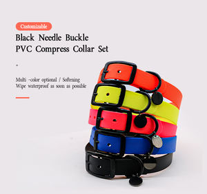 NiBao <span class=keywords><strong>Collar</strong></span> de perro mascota personalizado <span class=keywords><strong>Collar</strong></span> de PVC impermeable Collares de perro grandes de alta resistencia con herrajes negros - Product Image 2