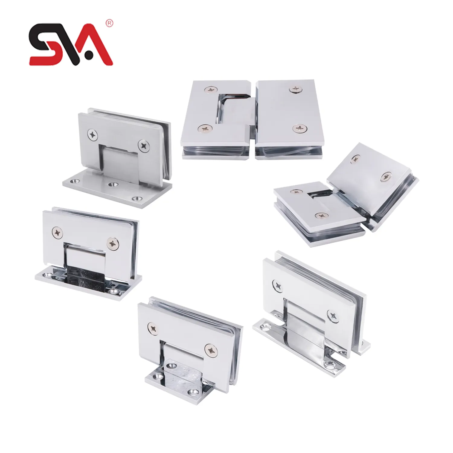 Crl Chrome Brushed Nickel Wall Mount H Shape Brass Back Plate Square Door Hinge for Heavy Glass Shower Door Hinges