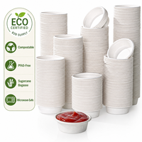 Bol en bagasse blanc personnalisé avec logo, petit, jetable, écologique, biodégradable, en vrac, pour sauces et snacks