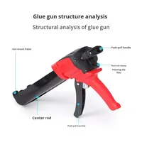 Pistolet à mastic manuel industriel robuste à double barillet, en plastique ABS et construction métallique, pour joints de carrelage de bâtiment