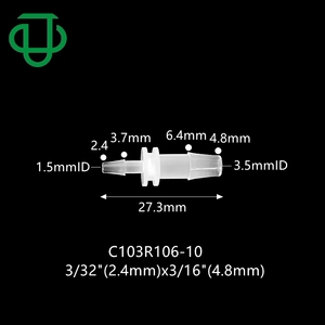 2 cách thẳng Coupler 3/32 "X1/8" Thép gai Ống giảm phù hợp tôi loại giảm ống nối nhựa PP giảm khớp nối - Product Image 4