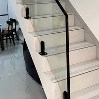 Rampe d'escalier en verre, main courante en métal, balustrade sans cadre, garde-corps de balcon pour escalier intérieur