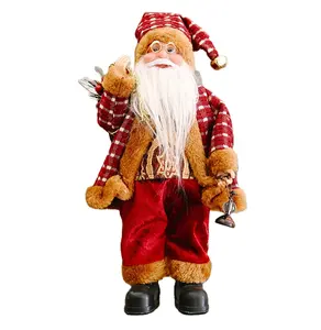 2024 New Creative Gift Backpack Plastic Doll Ornaments Christmas Decorations Stand Pose Santa Claus Figurine