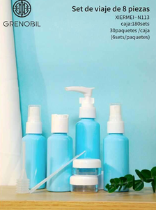 Set di flaconi da viaggio Grenobil 8 x 180 ml, kit di articoli da toeletta riutilizzabili in plastica - Product Image 3