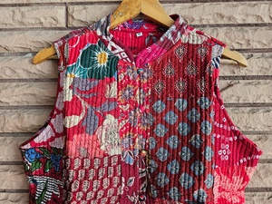 Women's Required Best Handmade Customize Cotton Quilted Kantha Jacket Indian Block Print Boho Vest for Women Winter Coat - Product Image 3