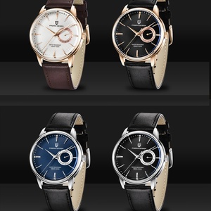 Montre Pagani Design 1654 en acier pour homme, bracelet en cuir véritable, analogique, affichage du mois, 100 m, montre-bracelet en cuir pour homme - Product Image 5