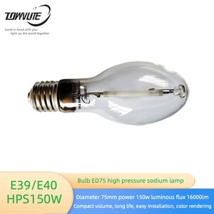 Bombilla de <span class=keywords><strong>sodio</strong></span> de alta presión con efecto de alta presión, lámpara de calle para Patio, <span class=keywords><strong>fuente</strong></span> de luz de ingeniería, E40, 2000k, ED75, HPS150w - Product Image 2