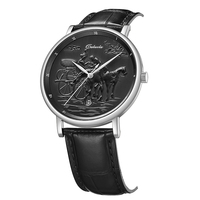 Montre mécanique entièrement automatique Caluola, charme multifonctionnel, cristal saphir, acier inoxydable, calendrier, 5 ATM, 20 mm, analogique, 40 mm