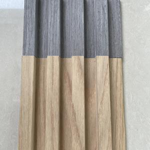 Revêtement mural en <span class=keywords><strong>bois</strong></span> MDF imperméable, panneaux muraux à lattes cannelées modernes avec <span class=keywords><strong>placage</strong></span> en chêne naturel et noyer - Product Image 1