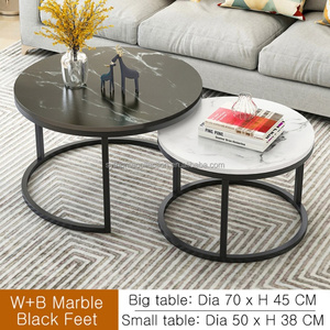 Modernes Marmor-Couchtisch-Set, Büro Apartment Geschäfts-Empfangs-Sofa Wohnzimmer Beistelltisch, 2 Couchtische - Product Image 4