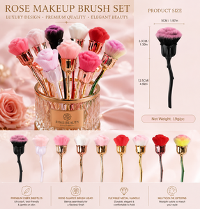Brocha de Maquillaje Profesional de Lujo en Forma de Rosa con Mango de Plástico, Pelo Sintético de Alta Calidad para Base, Venta al Por Mayor - Product Image 1