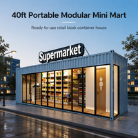Conteneur de 40 pieds modulaire et portable, transformable en mini-marché, kiosque, boutique de détail, stand d'épicerie éphémère ou supermarché conteneurisé pour le transport