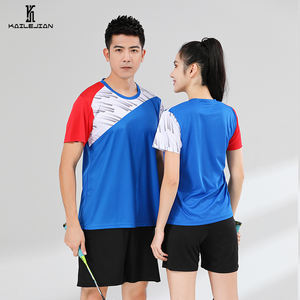 热销定制设计100% 涤纶快干透气升华印花羽毛球服男式乒乓球衫 - Product Image 5