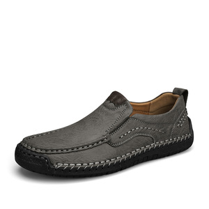 Hand Sewn Men Leather <b>Shoes</b> Slip On <b>Shoes</b> Comfort Walking <b>Shoes</b> <b>Soft</b> Full Leather Upper Non Slip Sole For Urban Daily Leisure - Product Image 3