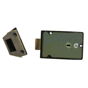 Fechadura de Porta Antiga de Bronze de Alta Segurança para Exteriores com Trinco Noturno, Feita de Liga de Zinco com Botão e Cilindro de Latão, Inclui Chaves - Product Image 5