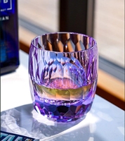 Verres à whisky en cristal K9, ensemble de 4 gobelets de roche taillés à la main en diamant pour mariage, fête et décoration intérieure avec coffret cadeau