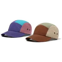 Gorra de campamento de 5 paneles de nylon color morado claro