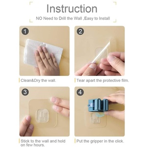 Support mural multifonctionnel en plastique pour balai et serpillière, crochet de fixation pour cuisine, salle de bain, placard, <span class=keywords><strong>porte</strong></span>, <span class=keywords><strong>rangement</strong></span> mural de cuisine - Product Image 6