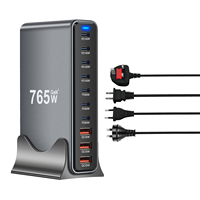 Pengisi Daya Desktop GaN 10 Port 800W, 8 USB C 2 USB A, 140W PD 3.1, Stasiun Pengisian Daya Multi Perangkat untuk MacBook Pro Laptop Notebook