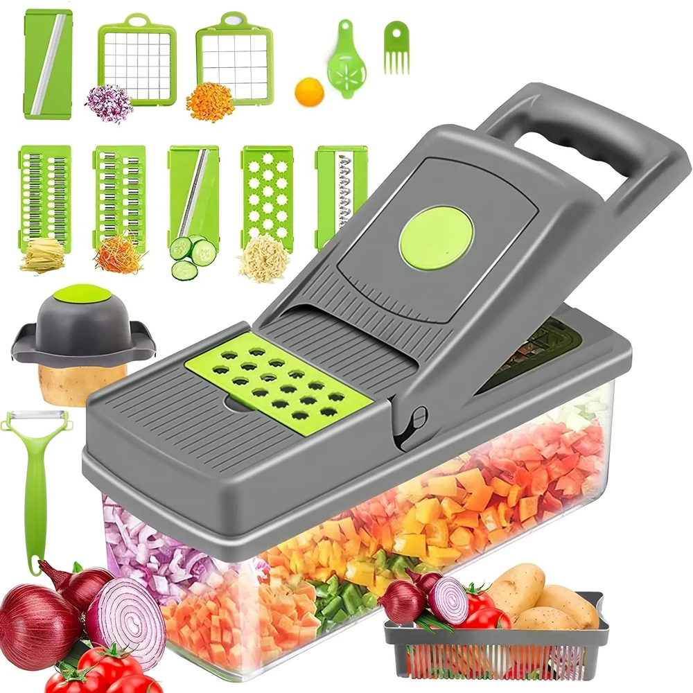 14/16 In 1 Multifunctional Vegetable Chopper Manual Food Chopper Vegetable Slicer Dicer Mandoline Vegetable Cutter