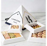 Boîte à finger foods pyramidale OEM, Halal, pour traiteur, pâtisseries, desserts, friandises, collations, bouchées légères, plateaux de dégustation, emballage multi-niveaux