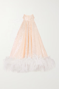 Abito da sera alla moda da donna abito da sera personalizzato in Tulle rosa <span class=keywords><strong>con</strong></span> 2022 di cristallo di Tulle <span class=keywords><strong>con</strong></span> finiture in piuma di struzzo <span class=keywords><strong>bianco</strong></span> - Product Image 3