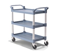 Chariot de service alimentaire commercial à 3 niveaux en aluminium avec roues, capacité 70 kg, pour restaurants et hôtels