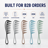 Peine de Dientes Anchos de PP al por Mayor para Hombres, Cabello Rizado, Pompadour, Quiff, Herramienta de Peluquería, Logotipo Personalizado OEM ODM