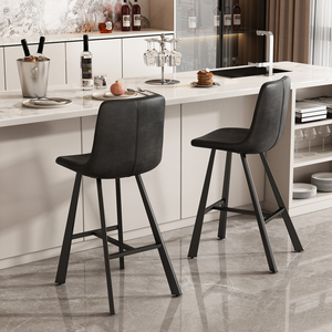 Modern Black Faux Leather Bar <b>Stool</b> with Ergonomic Backrest Footrest-Sturdy Metal Frame Counter Height Seating for Hotel <b>Dining</b> - Product Image 2