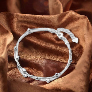 Chaîne de cheville ethnique en argent sterling 925 pour homme, double couche, forme cœur - Product Image 2