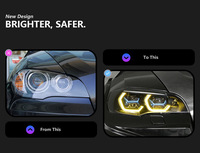 Pour BMW X5 E70 2007-2013, pièces automobiles, ensemble de phares, phare laser à double couleur dorée avec lentille