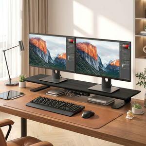 700mm Extra Wide Wood Monitor <strong>Riser</strong> 1-Tier Desk Stand, Under-Desk <strong>Keyboard</strong> Storage with Fast Charge &amp; Extension - Product Image 4