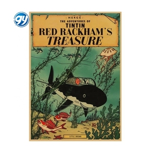 Póster de Anime de la <span class=keywords><strong>Película</strong></span> Animada Las Aventuras de <span class=keywords><strong>Tintín</strong></span>, Decoración Vintage de Papel Kraft para Restaurante, Bar, Cafetería, Pintura Decorativa de Pared - Product Image 2