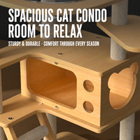 Arbre à chat pliable de luxe en bois et sisal, durable et moderne, avec griffoir et jouet boule en peluche, pour chatons, structure d'escalade intérieure et maisonnette pour chat