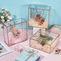 Boîtes cadeaux en plastique PET transparent traiter la faveur de poignée de bordure dorée avec cordon fête des mères fête d'anniversaire faveurs de mariage boîte-cadeau transparente