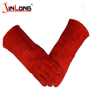 Cuir de vache fendu <span class=keywords><strong>Barbecue</strong></span> <span class=keywords><strong>Barbecue</strong></span> résistant à la <span class=keywords><strong>chaleur</strong></span> Argon Mig personnalisé sécurité en cuir 16 pouces gants de soudage - Product Image 2
