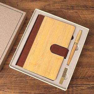 Custom Logo A5 Notebook Diary <b>Journal</b> Planner New Year Gifts Box Bamboo Wood Hard Cover with Thread Sewing Includes Pen/Cup - Product Image 5