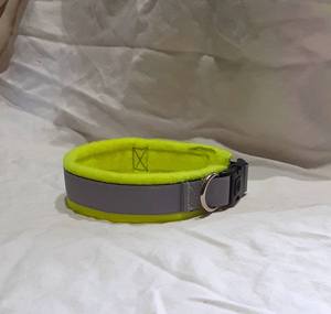Collar Ajustable Personalizado para Perro, Forrado de Felpa, Diseño Sólido, Reflectante de Alta Visibilidad, Amarillo Neón Fluorescente, Naranja, Rosa - Product Image 3