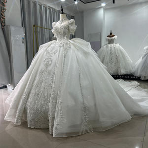 XS054แจนเซมเบอร์ชุดแต่งงานแขนสั้นคอสี่เหลี่ยมหรูหรา - Product Image 3