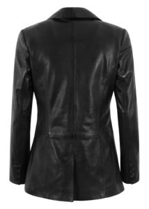 Blazer de Mujer Personalizado 100% Cuero Nappa Negro Genuino, Corte Entallado, Marca Privada OEM/ODM, Estilo Moderno y Lujoso - Product Image 4