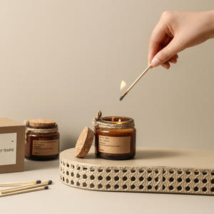 Customizable Aromatherapy Soy Wax <strong>Candle</strong> with Handmade Wooden Lid Glass Cup for Indoor Weddings Christmas Cross-Border Ventures - Product Image 3