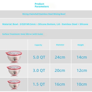 Aço inoxidável Saladeira Set Tigela De Mistura Cozinha Baking Egg-beating Cooking Salad Basin Partido Tamanho Grande - Product Image 4