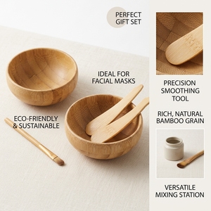 Juego de Tazones de Bambú Desechables Ecológicos para Cuidado de la Piel, Mini Tazón para Mezclar, Cuchara Plana para Mascarillas, Personalizable con Logotipo, DIY - Product Image 1