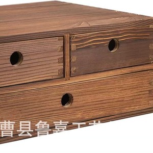 Caja de Almacenamiento de Madera para Escritorio, Soporte para Computadora, Organizador de Oficina, Rectangular, Color Retro, Tipo Vertical con Textura de Madera - Product Image 4