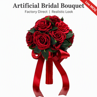 Elegant bordeauxrood kunstmatig rozen bruidsboeket met satijnen lintdecor Vintage nepbloem bruiloft bruidsboeket