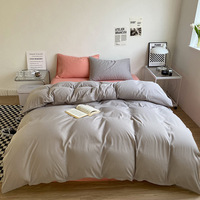 Housse de couette moderne en polyester tricoté + taie d'oreiller, ensemble trois pièces, couleur unie, lavable, 200TC, literie pour la maison, vente en gros