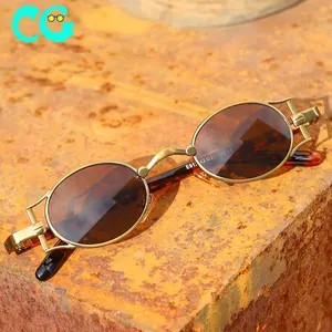 Винтажные круглые солнцезащитные очки, Классические готические солнцезащитные очки в стиле стимпанк, мужские и женские брендовые дизайнерские модные очки для вождения UV400