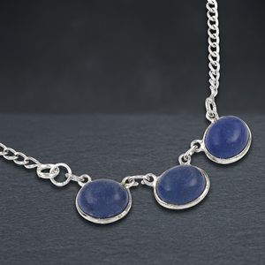 Art Palace Luxury <b>Fine</b> IGI Certified Trendy Pendant <b>Necklace</b> with Lapis Lazuli Elegant Silver Accent - Product Image 1