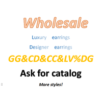 Pendientes de Aro Largos de Diseño de Marca de Moda con Pedrería y Diseño de Letras, Pendientes de Diseñador para Mujer GUESS